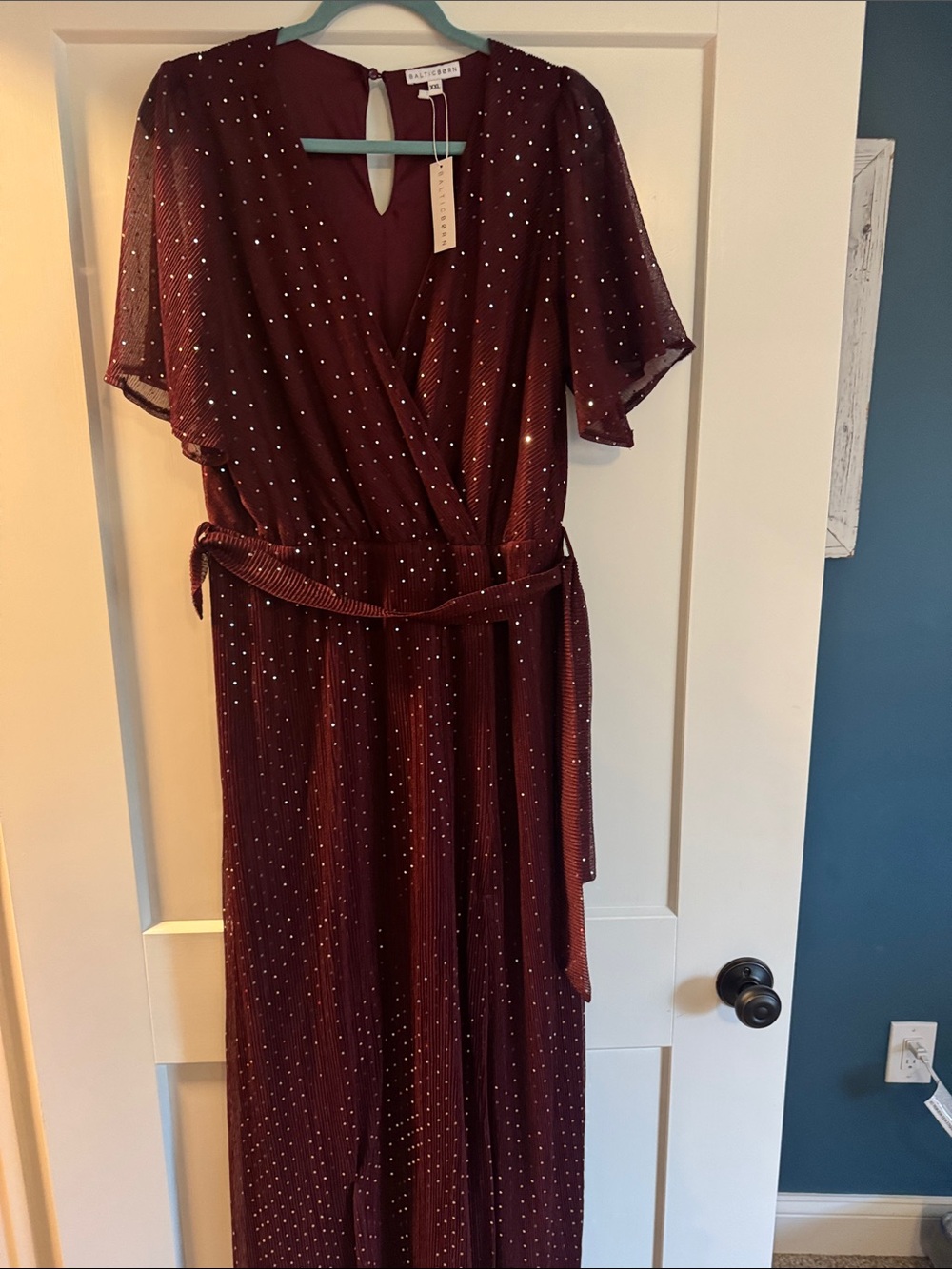 Baltic Born Wine Red Sparkle Wrap Maxi Dress
